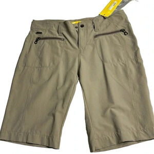 LOLE Bermuda Tokyo tan walking shorts . Metal logo embellishment,zip  pockets